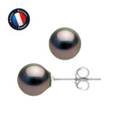PERLINEA Boucles d'Oreilles Perles de Culture de Tahiti Diamètre 8-9 mm - Argent 925 Millièmes