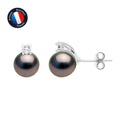 PERLINEA Boucles d'Oreilles Perles de Culture de Tahiti Diamètre 8-9 mm - Argent 925 Millièmes