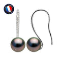 PERLINEA Boucles d'Oreilles Perles de Culture de Tahiti Diamètre 8-9 mm -  Argent 925 Millièmes
