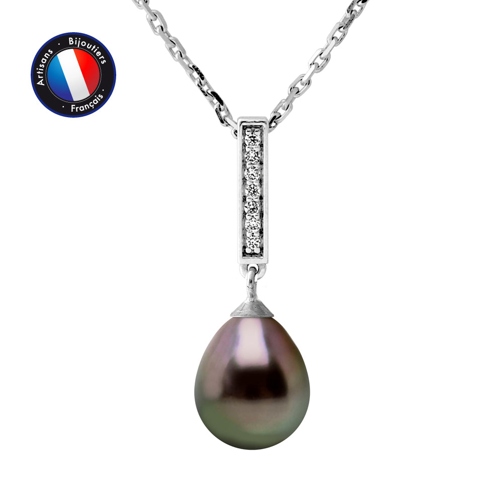 PERLINEA Collier Perle de Tahiti Poire 8-9 mm - Argent 925 Millièmes
