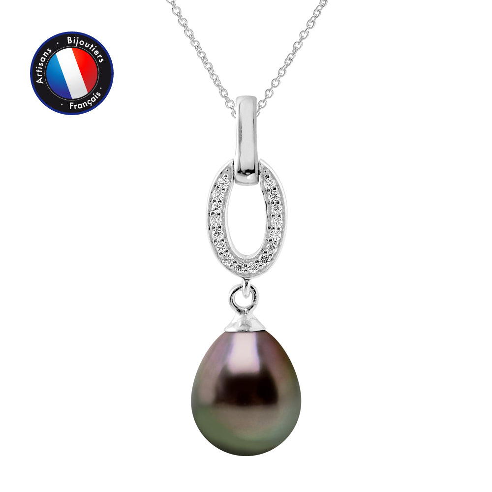 PERLINEA Collier Perle de Tahiti Poire 8-9 mm - Argent 925 Millièmes