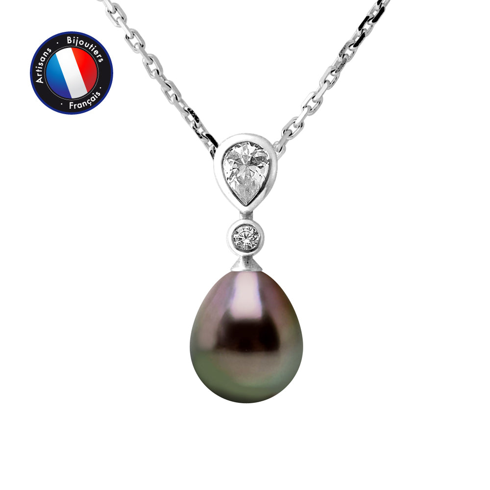 PERLINEA Collier Perle de Tahiti Poire 8-9 mm - Argent 925 Millièmes